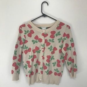 Cream Cardigan with Strawberry Pattern